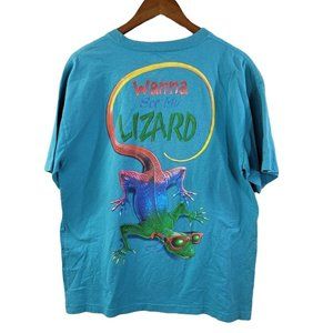 Lizard Goin Coastal Wanna see my lizard t shirt mens size Large tee blue